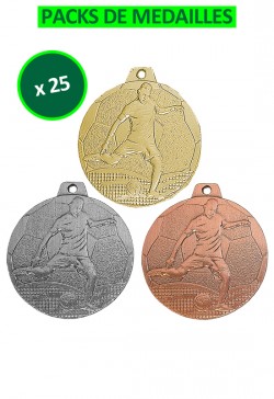 Lot de 25 Méd 70mm Football-LBP001