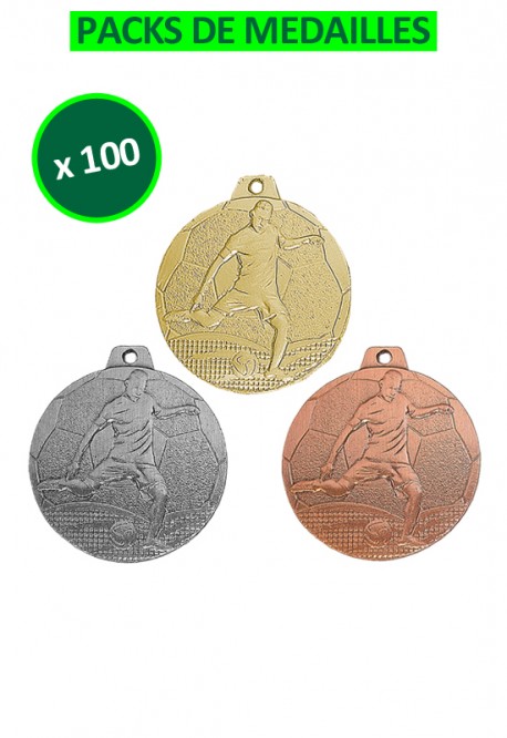 Lot de 100 Méd 32mm Football-LBP003