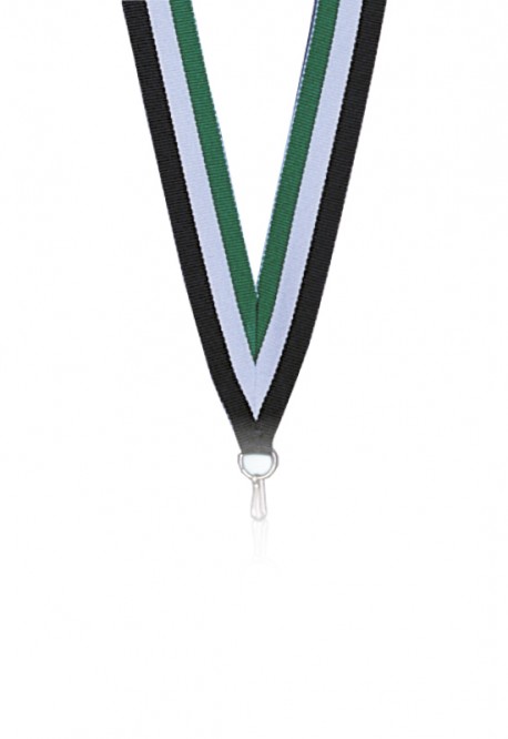 Ruban 22 mm Vert-Blanc-Noir - 6046