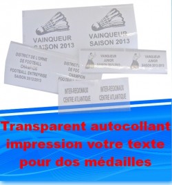 100 Transparent autocollant imprimé votre texte laser pour dos médailles