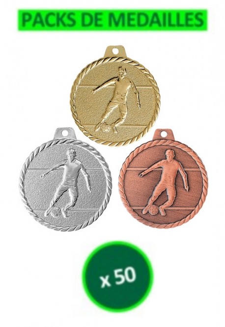 Lot de 50 médailles Football 40mm Q-014