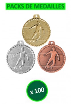 Lot de 100 Médailles 40mm Football Q-014